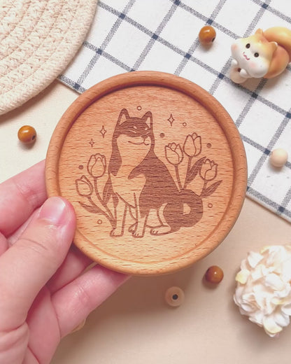 Tulip Shiba Wooden Coaster