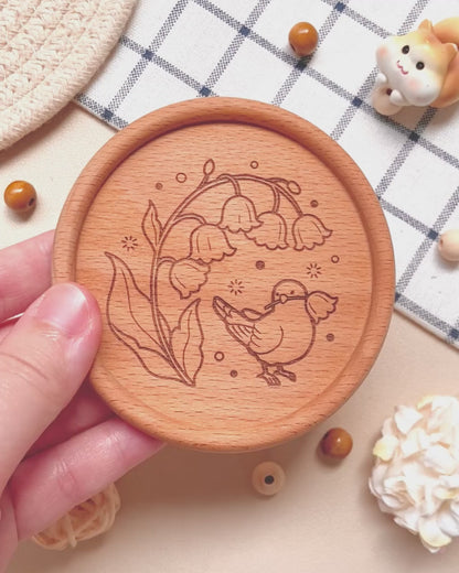 May Bells Sparrow Wooden Coaster