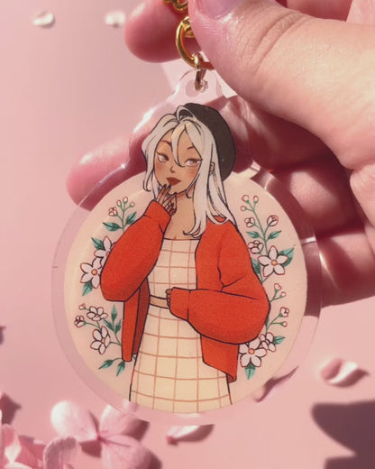 Jasmine Keychain with Glitter Epoxy