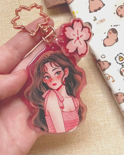 Lunar Grace Keychain with Glitter Epoxy