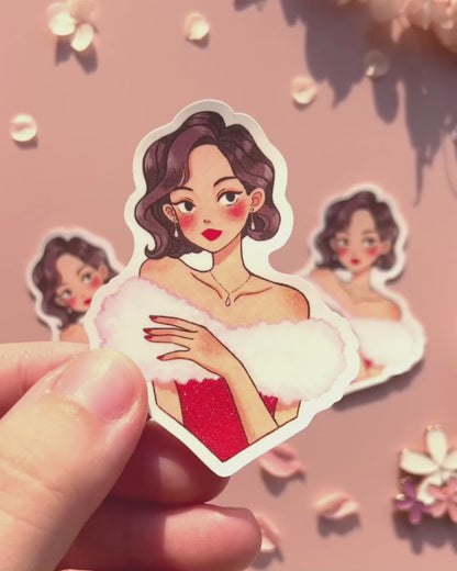 The Party Queen Matte Glitter Vinyl Sticker
