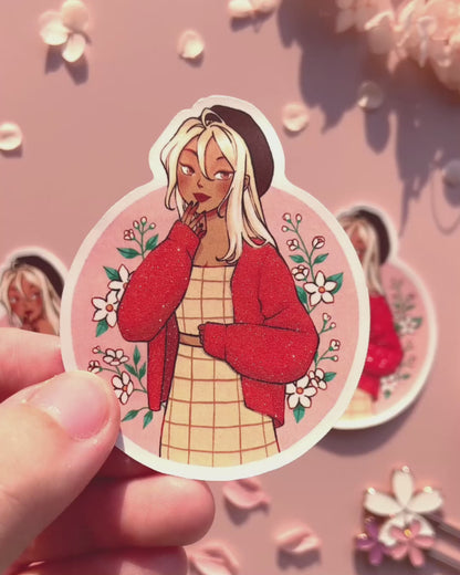 Jasmine Matte Glitter Vinyl Sticker