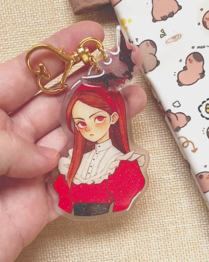 Silent Crimson Keychain with Glitter Epoxy